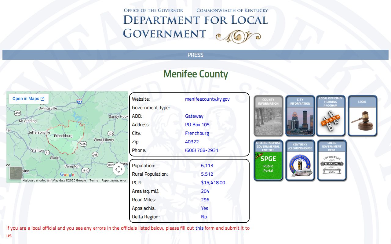 Menifee County closed jail contact and release records source