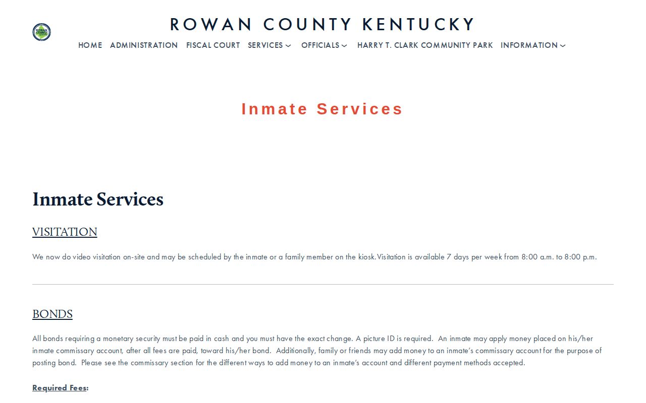 Rowan inmate services used to verify Menifee County 24 hour releases