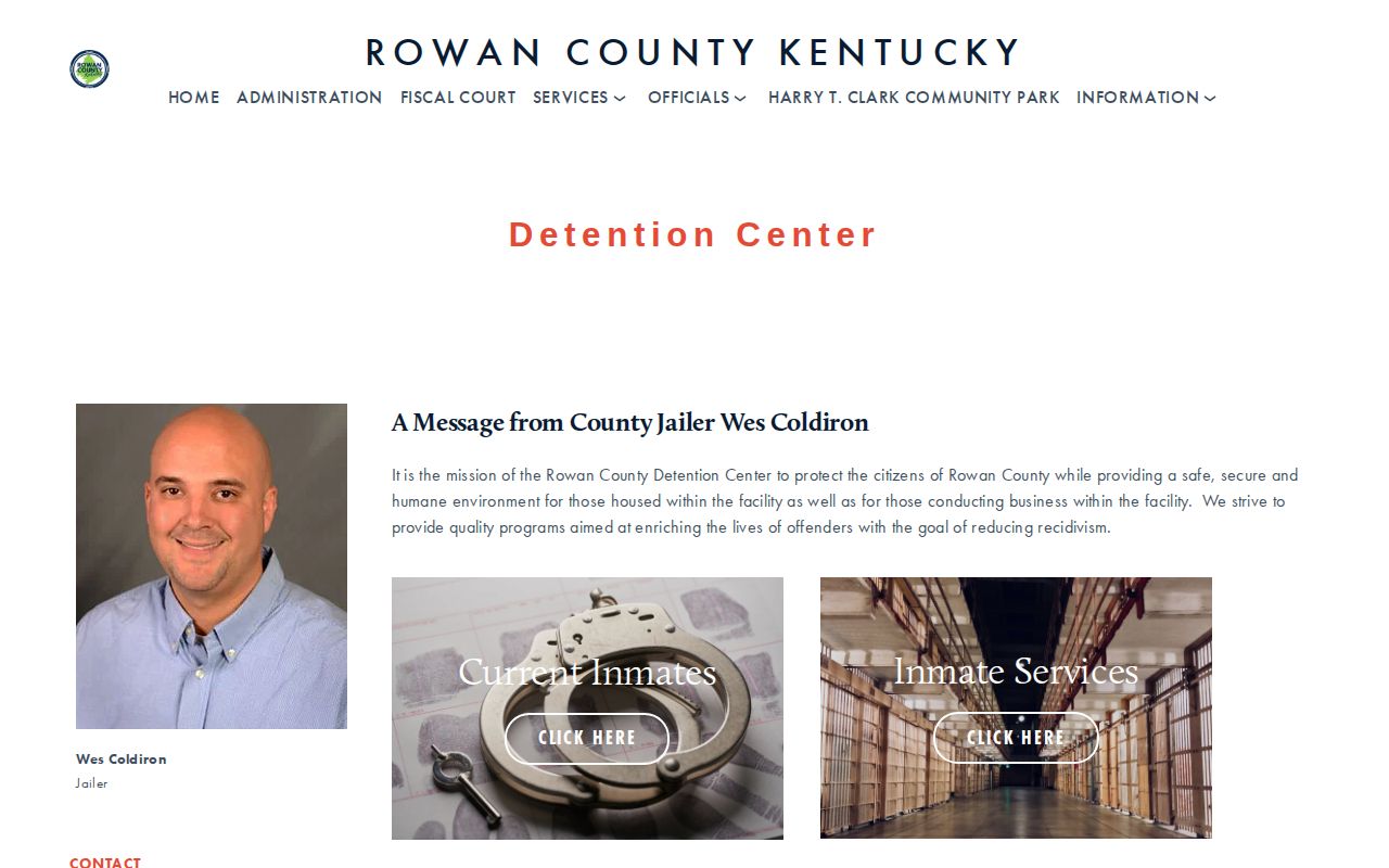 Rowan County Detention Center release records contact page